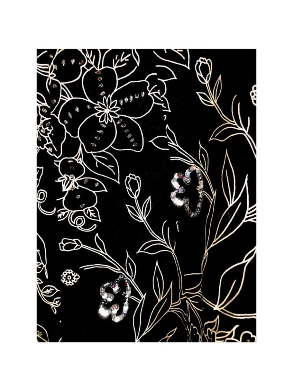 Ann Taylor Loft Skirt 4 Women’s Black Flare Floral Sequined Black Tan - Picture 6 of 16
